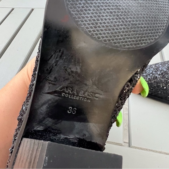 ZARA BLACK GLITTER ANKLE BOOTS BLOCK HEEL SIZE 36 - Picture 8 of 8